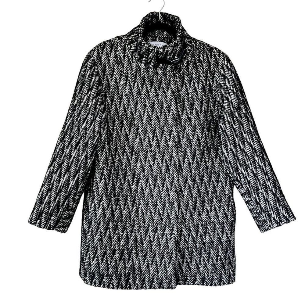 NEW! Gerard Darel Black and White Wool Blend Stand Collar Coat, Size 6